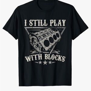 Black Graphic T-Shirt with Engine Design Fathers Day Car Mechanic Gift XL # 547